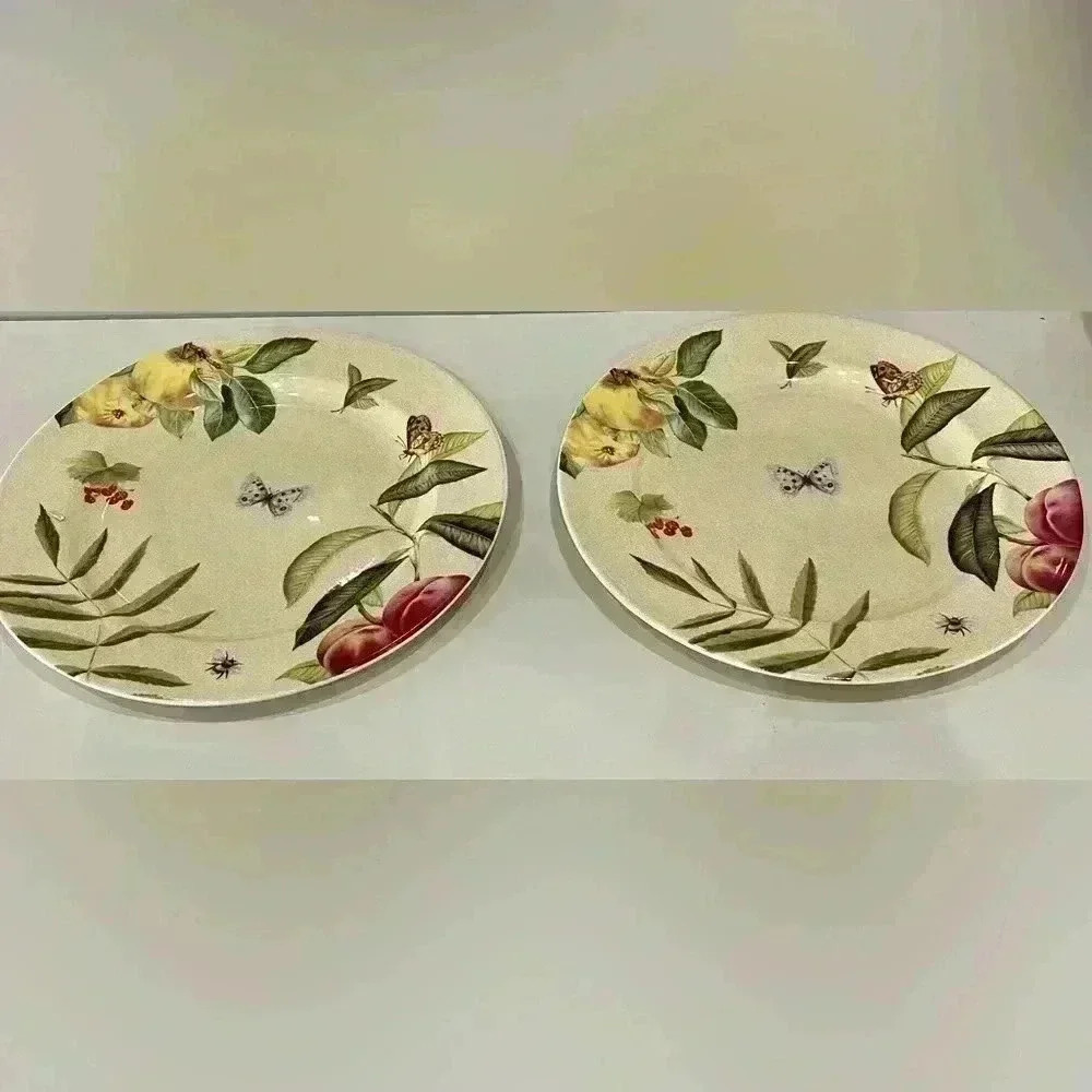 Spode Fruit Haven 2 Buffet Plates 12 3/4 inches new with tags. 2006.